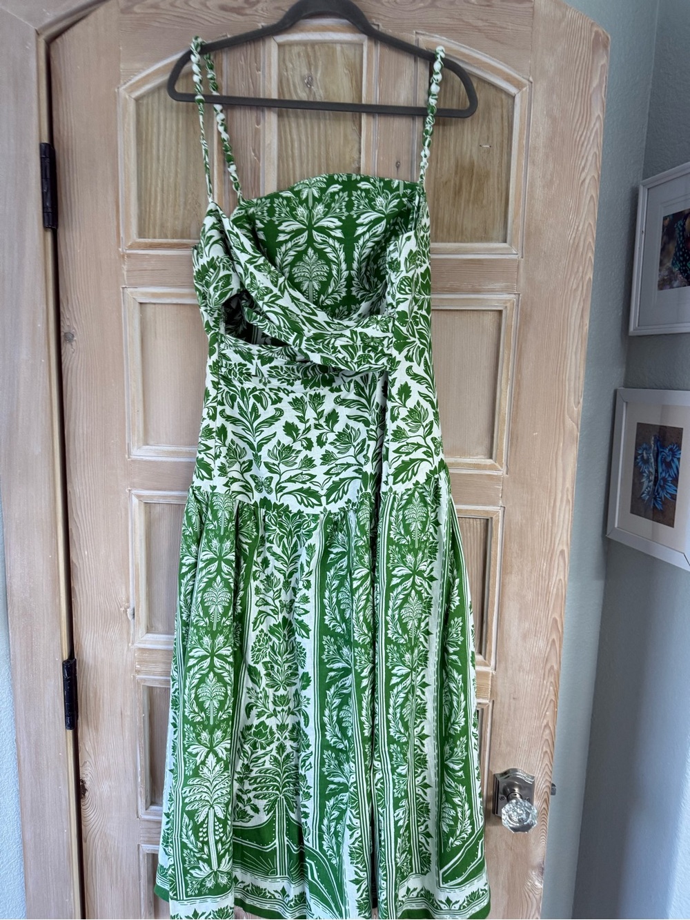 FARM Rio Green and White Botanical Print Midi Dress - Picture 2 of 4